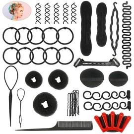 40 Pcs Hair Styling Kit Set Number-one DIY Hair Accessories Fashion Hair Styling Tools Hair Modelling Tool Kit Hairdress Kit Magic Simple Fast Spiral Hair Braiding Tool for Hairstylist Girls Women Haircare Heatless Clipper French Lightweight Gift