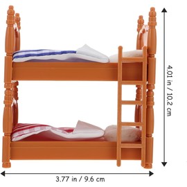 Miniature Dollhouse Bed, 1:12 Wooden Dollhouse Bed Doll House Furniture of Bunk Bed with Ladder for Doll House Decor Bedroom Set Play Toy