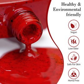 CANNI Red Glitter Gel Nail Polish, 1Pcs Red Gel Polish Wine Red Color Nail Polish Gel High Gloss Soak Off U V Gel Nail French Nail Manicure Salon DIY