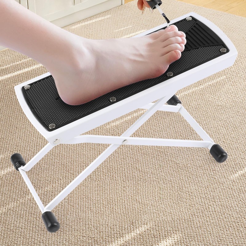 YINGJEE White Aluminum Alloy Pedicure Foot Rest, 6 Heights Adjustable