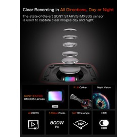 AKEEYO AKY-710S Motorcycle Camera 4K 28fps, 2K 55fps, Wide-Angle 142°, IP67, 5MP, Loop & Emergency Recording, Parking Monitor, Motorcycle Bike,Outdoor Sports, Rechargeable, 64GB Card Included