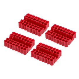 sourcing map 4pcs Plastic Hex Shank Screwdriver Bit Holder Organizer 32 Holes 1/4 Inch Plastic Drill Bits Storage Case for Any 1/4" Hex Shank Metal Driver Bits Use, Red
