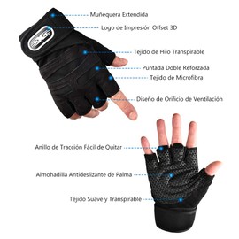 EASYTAO Guantes Deportivos, Guantes para Gimnasio con Protección de Muñecas, Diseño Antideslizante y Transpirable, Guentes Hombre y Mujer para Entrenamiento en Gym, Crossfitt, Correr XL