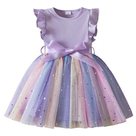 TTYAOVO Toddler Tulle Dress Baby Birthday Party Dress Size 1Y(12 Months, 2134 Lavender)