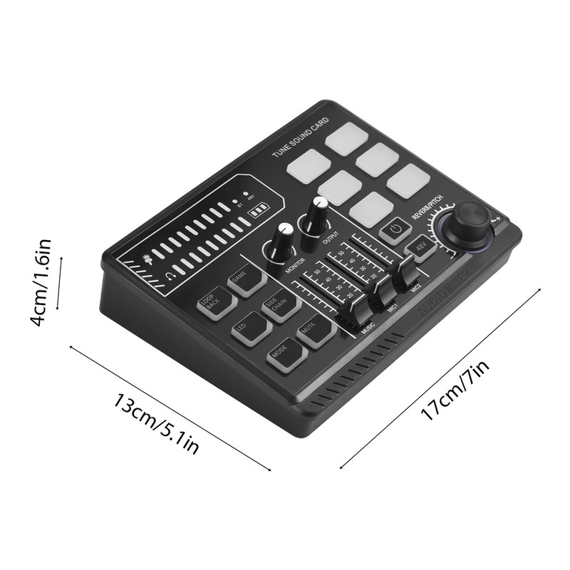 Btuty Audio Mixer for Games 48V Phantom Power Audio Interface