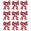 BWG Red White Stripe Candy Cane Christmas Tree Bow Decorations