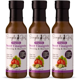 Simple Girl Organic Sweet Vinaigrette Sugar-Free Salad Dressing - 3 Bottles - 12 oz - Certified Organic - Kosher- Gluten Free - Vegan - Carb Free - Fat Free - Low Calorie Diet Friendly