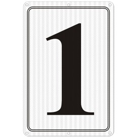 i-CowFun Premium Reflective Metal Number Signs 1 - Aluminum 12" X 8" Parking Spot Numbered Signs Outdoor, Large, Floor, Dock, Court, Aisle, Field, No Fade, Weather-Resistant