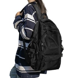 ZESU Korean Backpack, Women's, Commuting to School, Large Capacity, High School Students, Commuting, Men's Bag, Outdoor, Unisex, Middle School Students, Business Bag, School, Black, M