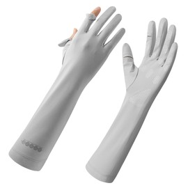 Hymeiluely 15-inch Extended Sun Gloves For Women UV Protection Touchscreen Arm Sun Driving Gloves for Cycling Hiking Golfing Outdoor Activities (Light Gray)