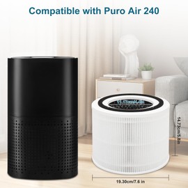 Dssuta 2 Pack 240 Replacement Filter Compatible with Puroair 240, 3-in-1 True HEPA 240 Filter Replacement with Activated Carbon, White