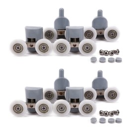 Shower Door Wheels, Lance Home 8Pcs Double Twin Top / Bottom Shower Door Rollers / Runners / Pulleys / Wheels Bathroom Replacement Parts 25mm Diameter