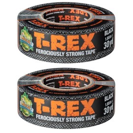T-Rex T-Rex Tape Heavy Duty Duct Tape with UV Resistant & Waterproof Backing for Ferociously Strong Repairs, 1.88" x 30 yd, Black, 2 Rolls