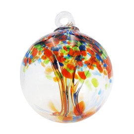 Dale Tiffany Hand Blown Glass, 4" Diameter Royal, Tree of Life Collection, Witch Globe Hanging Garden Indoor/Outdoor Decorative Ornament Gazing Ball