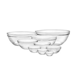 Duralex NIB Duralex Made In France Lys Stackable 9-Piece Bowl Set, Clear-