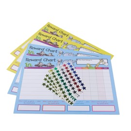 House of Card & Paper Reward Chart, 4 Charts and 225 Foil Star Shaped Stickers per Pack