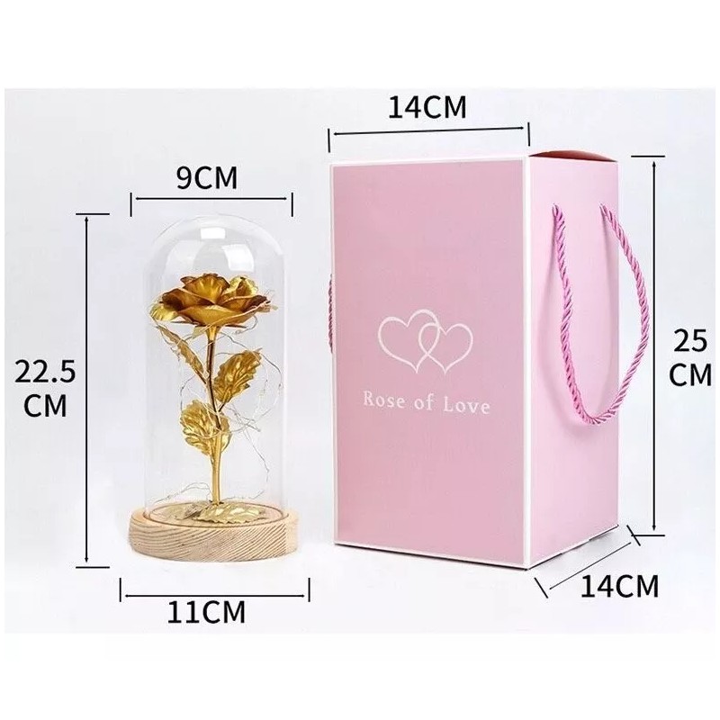 BOSSCO Flor Rosa Eterna Boda Amor Navidad Luz Led Ideal