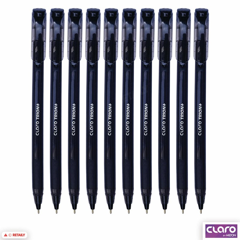 CLARO Trion+ Ballpoint Pens, BLACK, Medium Point (1.0mm), Pack of