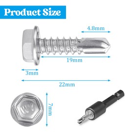 HAOMEEDUO Pack of 100 Self-Tapping Screws for Steel Tapping Screws, Stainless Steel, Self-Drilling Screws, Trapezoidal Sheet Metal, Self-Tapping for Tapping Screws, Bodywork, Roof Sheet, Aluminium