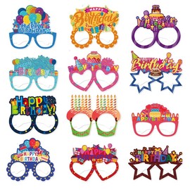 BRTOPMY Happy Birthday party Glasses - Colorful Birthday Party Paper Glasses Frames Birthday Party Photo Booth Props Eyeglasses Accessories Costume Glasses for Birthday Party Decorations