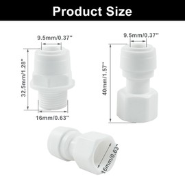 Litoexpe 2 Pcs Water Filter Quick Connector 3/8" Male/Female Thread to 3/8", Quick Straight Connect Plumbing Fitting for RO Water Reverse Osmosis