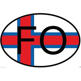 FO Faroe Islands Country Code Oval with Flag Sticker Bumper Sticker Laptop Sticker Toolbox Sticker Helmet Sticker
