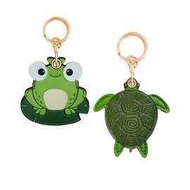 Paquete de 2 fundas de piel para llavero Airtag, bonitos accesorios Kawaii adecuados para Airtag (rana-tortuga)