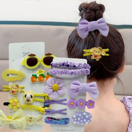 18 Pcs Hair Accessories for Girls Package,Flower Duckbill Hairpin for Kids Colorful Children's Hair Ties Cute Bow Hair Clips for Girl Teens-18PCS-#12