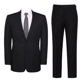 AMY ZHU Men's Classic Fit 2 Piece Suit – Suit Jacket & Dress Pants 2 Button for Business Wedding Prom Black