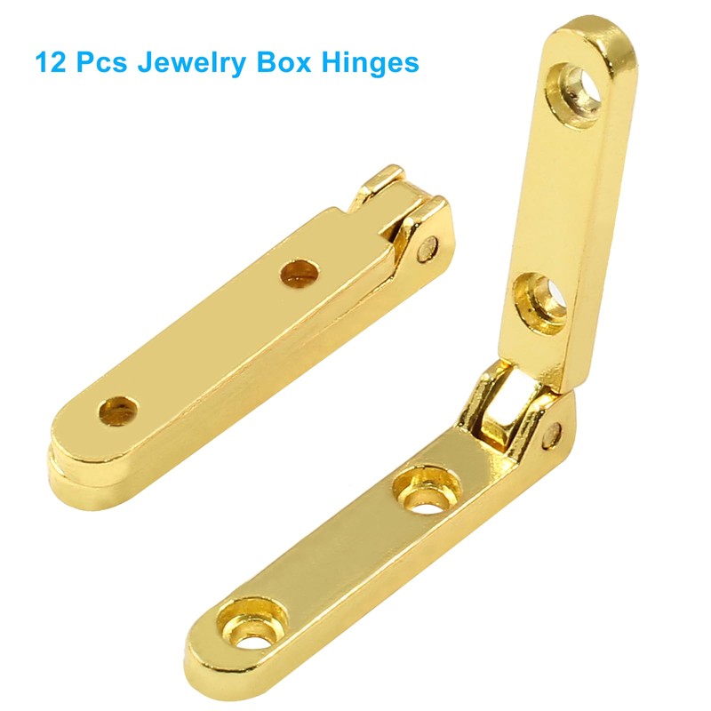 Zorveiio 12 Pcs Mini Jewelry Box Hinges 90 Degree Gift