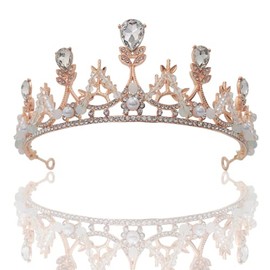 Princess Crystal Tiara Crown For Women Girls Headpieces For Wedding Bridal Prom Birthday Pegeant Prinecess Crown (Gold)
