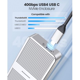 40Gbps NVMe Enclosure, ORICO M.2 Enclosure Up to 2700 MB/s, SSD Enclosure for USB4.0/3.2/3.1/3.0/2.0, USB C Case Compatible with Thunderbolt 3/4 Devices, Support 2280 M&B+M-Key M224-SV