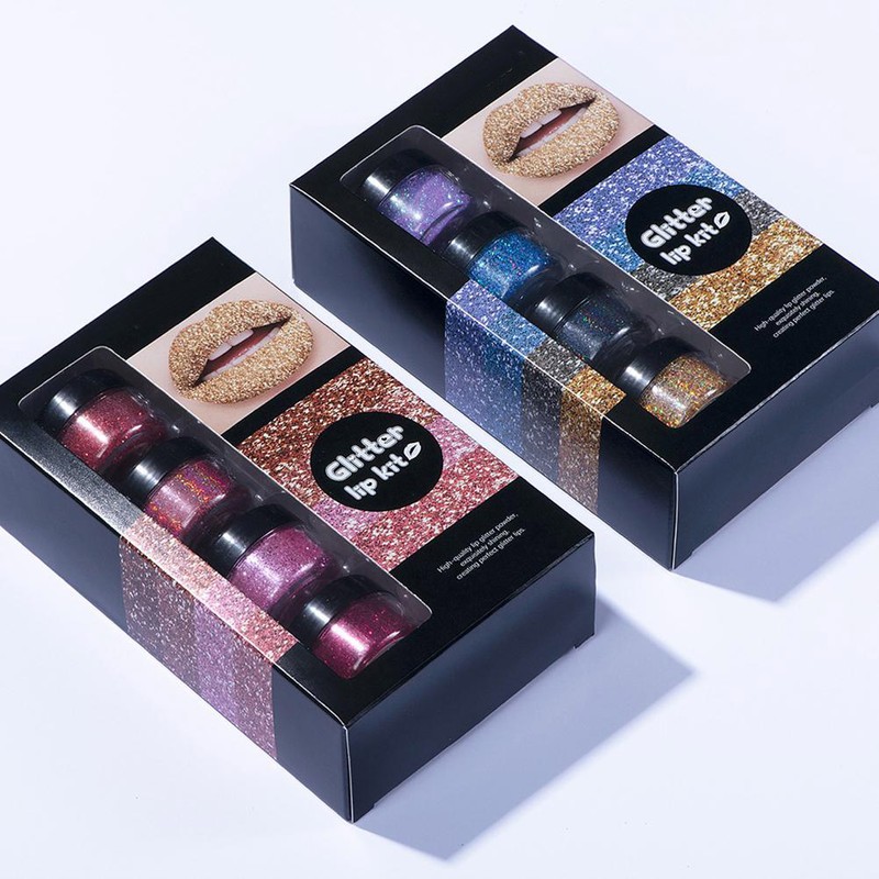 Makeup Lip Primer Kit Metllic High Pigmented Powder Long Lasting