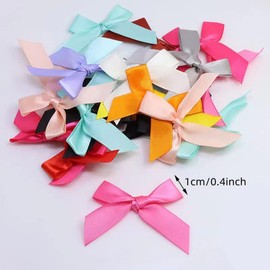 Dzxin Ribbon Bows, 100 Pcs Small Multicolor DIY Craft Tiny Bows for Presents Satin Decoration Bowknot for Gift Wrapping Hair Clip Flower Bouquet Wedding Birthday Sewing Scrapbooking