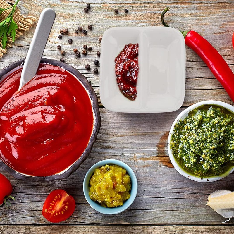 esowemsn 2PCS 3inch White Ceramic Serving Platter Rectangular 2 Compartment