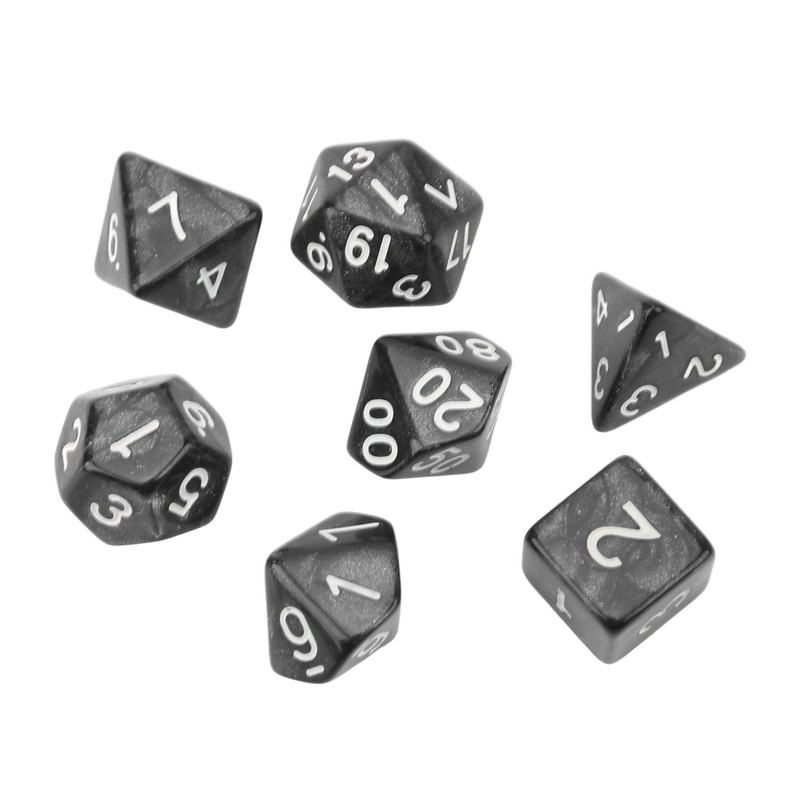 35Pcs Plastic Dice Kit Pearl Pattern White Numbers Polyhedral Dices