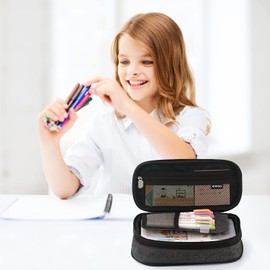 Large Capacity Pencil Case, Expandable Stationery Bag with Zipper compartments, Aesthetic Pencil Case Pouch for Office College School Students Teen Girls Boys