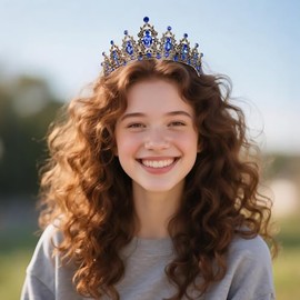 Kamirola - Queen Crown and Tiaras Princess Crown for Women and Girls Crystal Headbands for Bridal, Princess for Wedding and Party (Black & Blue)