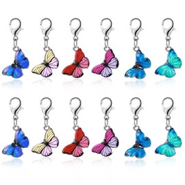 ASTER Pack of 12 Knitting Stitch Markers with Lobster Clasp, Locking Stitch Butterfly Crochet Stitch Marker Charms, Crochet Tools for Knitting, Weaving, Sewing, Crochet or Crafts
