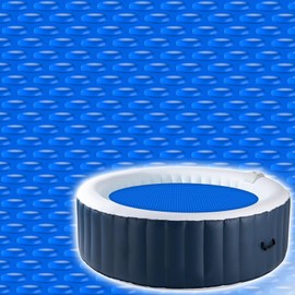 Kakolvan Solar Bubble Hot Tub Spa Cover for 4.7FT Round Circle Inflatable Swimming Pool Blanket Thermal Floating Insulation 16 Mil Bubble Solar Covers for Indoor Outdoor Spa Hot Tub Wrap Covers