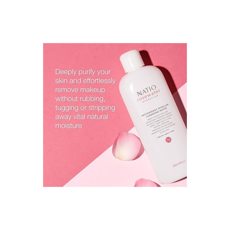 Rosewater Antioxidant Micellar Cleansing Water by Natio for Women -
