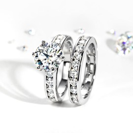 Yeesoth Moissanite Wedding Rings Bridal Sets, 4.48CTTW D Color VVS1 Round Cut 925 Sterling Silver Engagement Rings Wedding Band for Women (size 5)