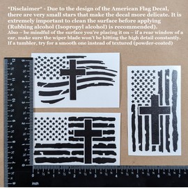 American Flag with Cross Vinyl Decal 3 Pack: Christian Jesus US Flag Decals for Cars, Trucks, Laptops, Window Decals (Black, Small ~4")