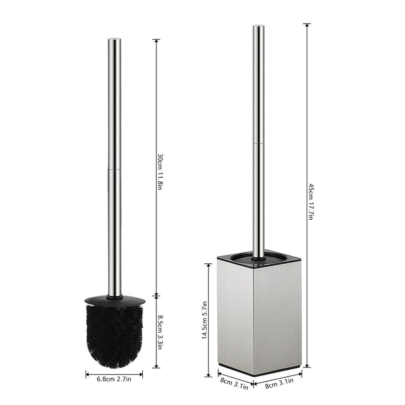 HOUHA Toilet Brush Stainless Steel with Toilet Brush Holder, 2