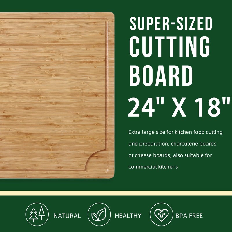GarveeHome 24 in Extra Large Bamboo Cutting Board for Kitchen,