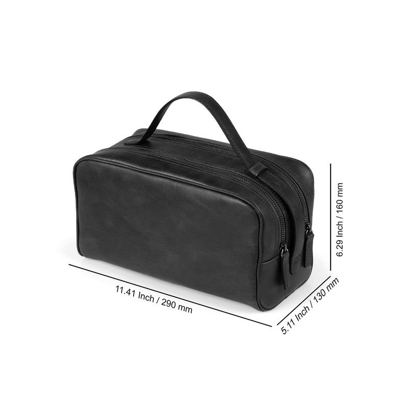 Londo Two Compartment Genuine Leather Travel Bag - Unisex (Black)