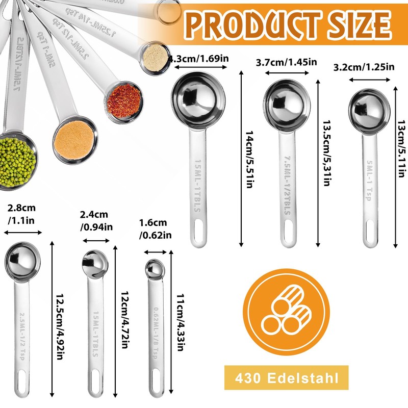 JJUNW Measuring Spoons Set, Small Measuring Spoon Made of Stainless