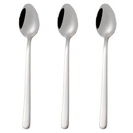 3 Pieces Grapefruit Spoons Stainless Steel Fruit Spoon Grapefruit Spoon with Serrated Edge Stainless Steel Grapefruit Spoon for Family Restaurants