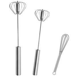 Stainless Steel Egg Whisk, Hand Push Rotary Whisk Blender, Versatile Milk Frother, Hand Push Mixer Stirrer for Blending, Whisking, Beating & Stirring