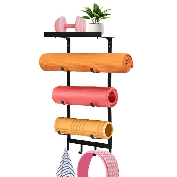NANXITU Yoga Mat Holder Wall Mount,Workout Storage Organizer for Home